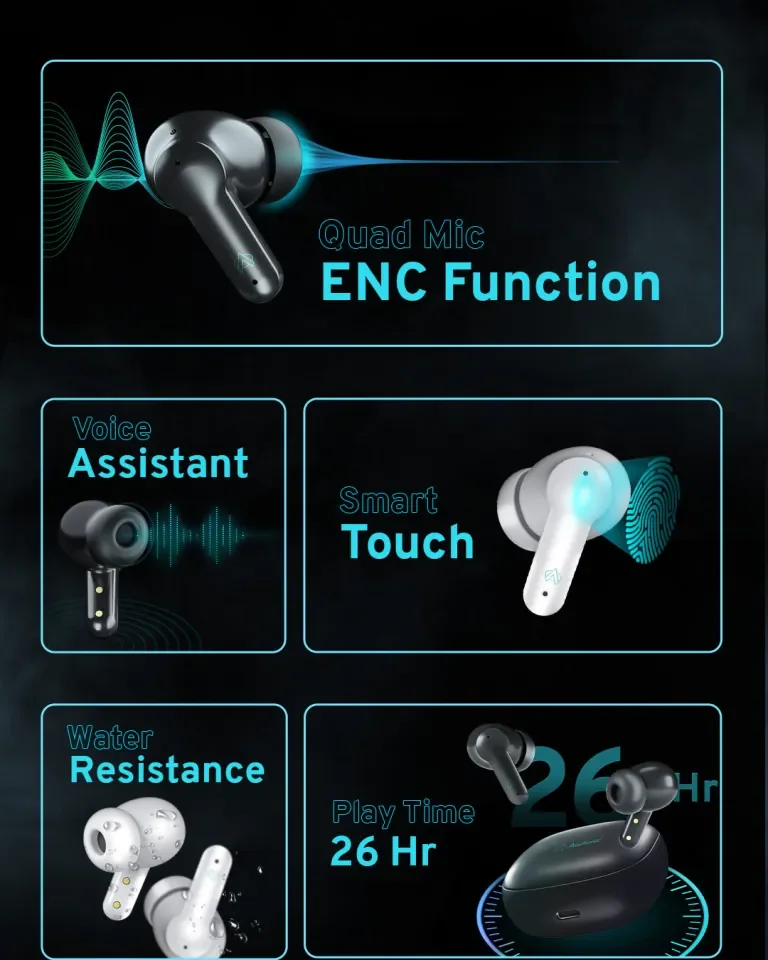 Audionic Airbud 550 - Gaming Earbuds with Quad Mic ENC & 60ms Low Latency - Image 3