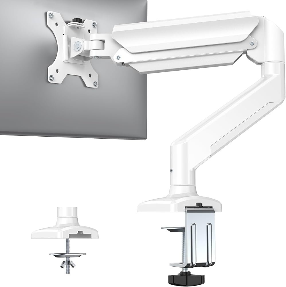 Single Monitor Stand White | Adjustable Desk Mount - Image 2