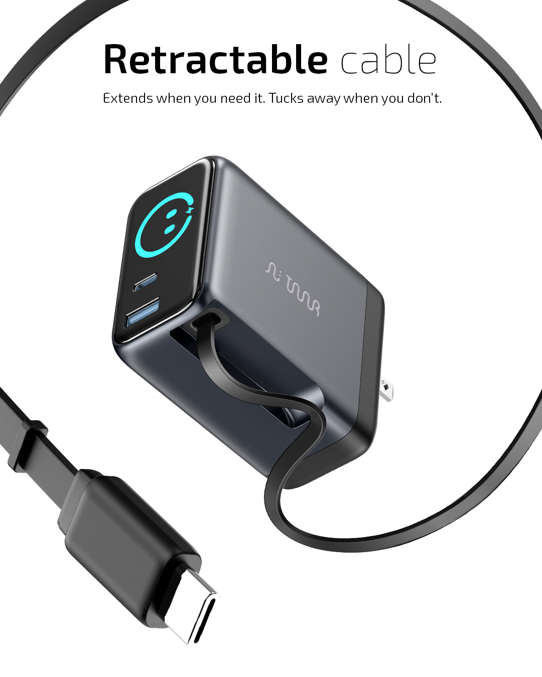 TAAR - OMI 70W GaN Charger (Interactive Display & Retractable USB-C Cable) - Image 7