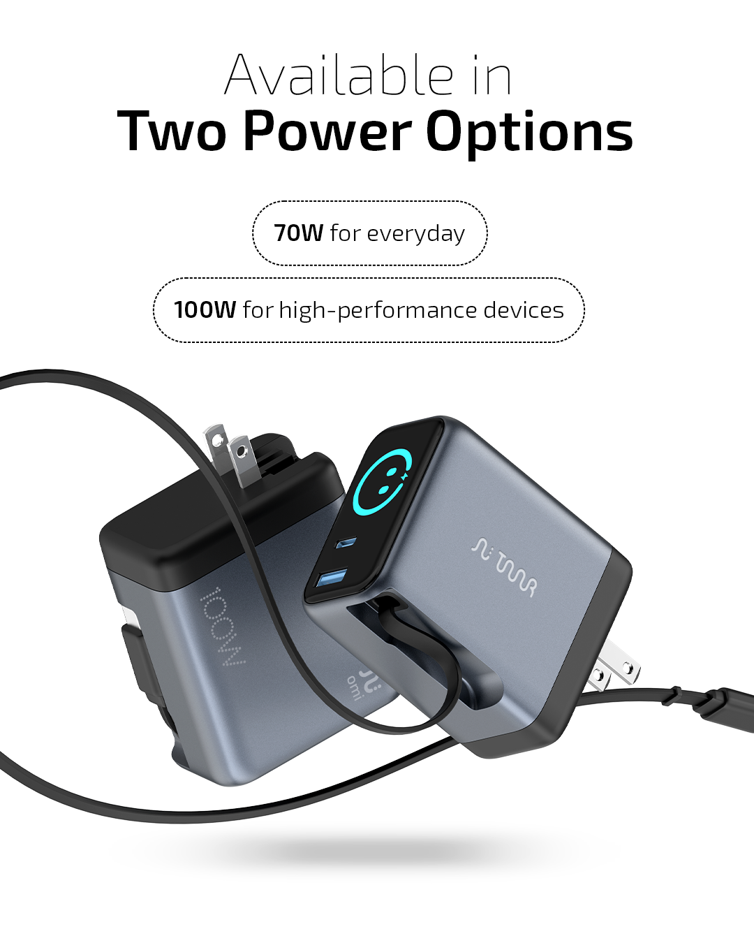 TAAR - OMI 70W GaN Charger (Interactive Display & Retractable USB-C Cable) - Image 4