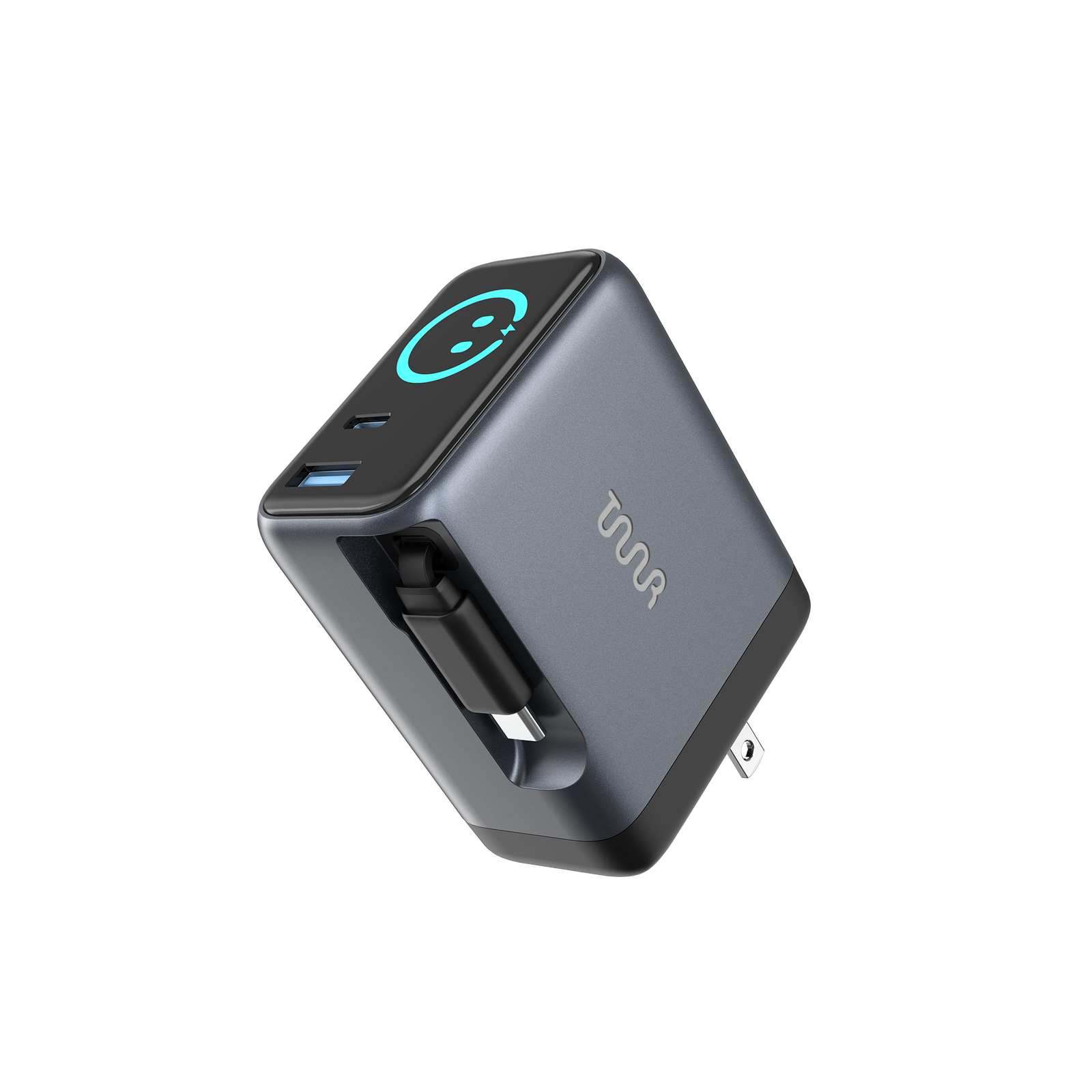 TAAR - OMI 70W GaN Charger (Interactive Display & Retractable USB-C Cable)
